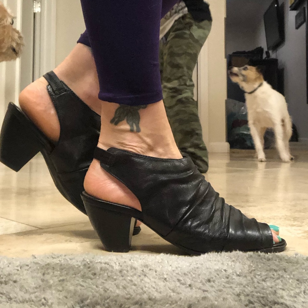 Black heeled sandals